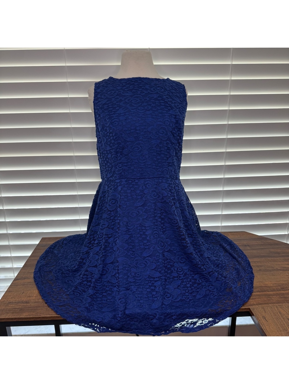 City Triangles Navy Blue Lace Fit and Flare Dress Juniors Size XL